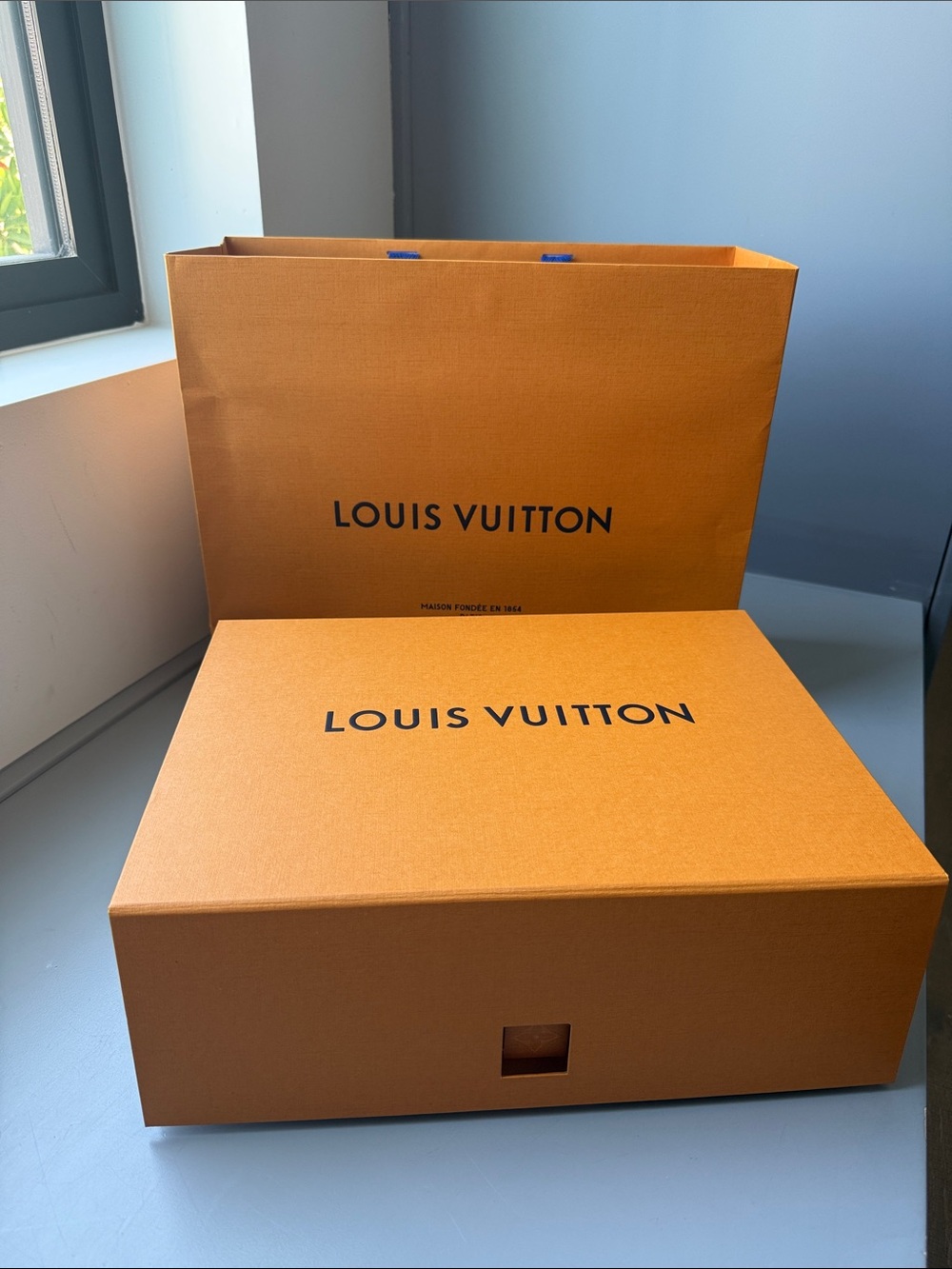 Louis Vuitton Orange Box and Shopping Bag Set